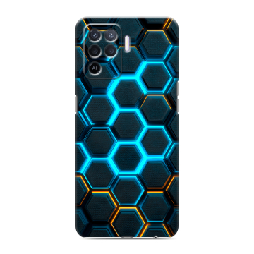 Силиконовый чехол на OPPO Reno5 Lite с принтом Неоновые соты Силиконовый чехол на OPPO Reno5 Lite с принтом Неоновые соты