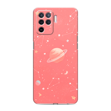 Силиконовый чехол на OPPO Reno5 Lite с принтом Розовый космос Силиконовый чехол на OPPO Reno5 Lite с принтом Розовый космос