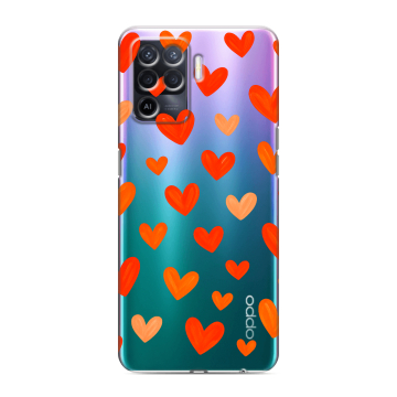 Силиконовый чехол на OPPO Reno5 Lite с принтом Сердечки Силиконовый чехол на OPPO Reno5 Lite с принтом Сердечки