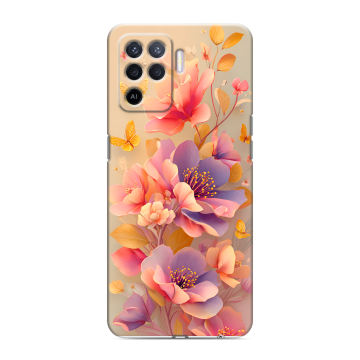 Силиконовый чехол на OPPO Reno5 Lite с принтом Цветы и бабочки Силиконовый чехол на OPPO Reno5 Lite с принтом Цветы и бабочки