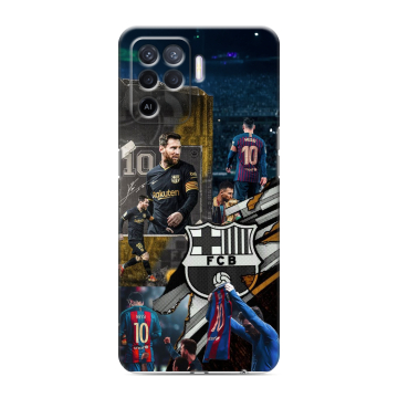 Силиконовый чехол на OPPO Reno5 Lite с принтом Messi Barcelona Силиконовый чехол на OPPO Reno5 Lite с принтом Messi Barcelona