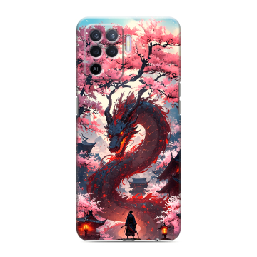 Силиконовый чехол на OPPO Reno5 Lite с принтом Дракон Японский Силиконовый чехол на OPPO Reno5 Lite с принтом Дракон Японский