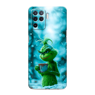 Силиконовый чехол на OPPO Reno5 Lite с принтом Новый год гринч Силиконовый чехол на OPPO Reno5 Lite с принтом Новый год гринч