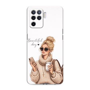 Силиконовый чехол на OPPO Reno5 Lite с принтом женский Силиконовый чехол на OPPO Reno5 Lite с принтом женский