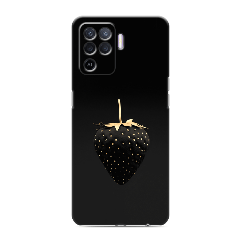 Силиконовый противоударный чехол на OPPO Reno5 Lite с принтом Черная клубника Силиконовый противоударный чехол на OPPO Reno5 Lite с принтом Черная клубника