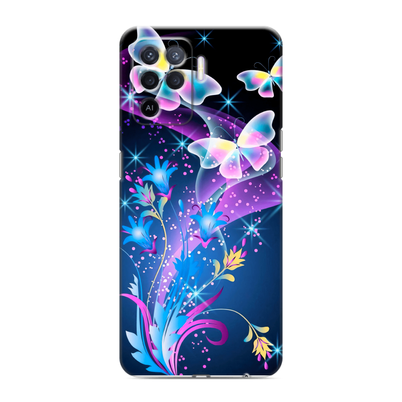 Силиконовый противоударный чехол на OPPO Reno5 Lite с принтом Бабочки Силиконовый противоударный чехол на OPPO Reno5 Lite с принтом Бабочки