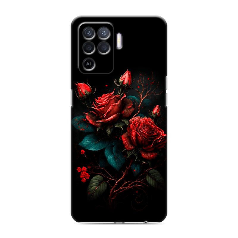 Силиконовый чехол на OPPO Reno5 Lite с принтом Розы красные Силиконовый чехол на OPPO Reno5 Lite с принтом Розы красные