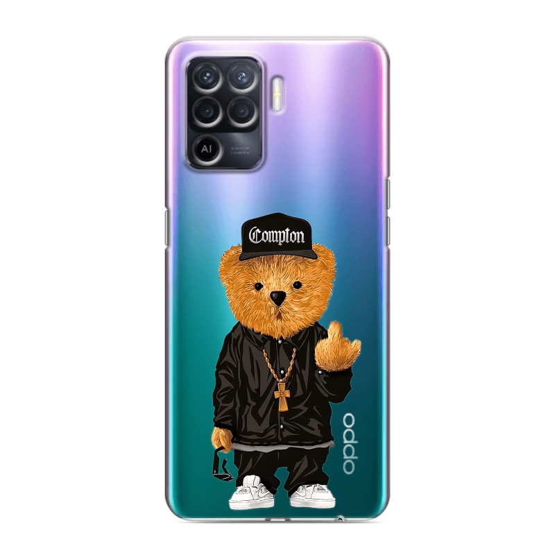Силиконовый противоударный чехол на OPPO Reno5 Lite с принтом Мишка Силиконовый противоударный чехол на OPPO Reno5 Lite с принтом Мишка