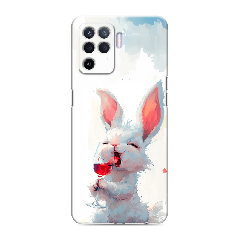 Силиконовый чехол на OPPO Reno5 Lite с принтом кролик зайчик Силиконовый чехол на OPPO Reno5 Lite с принтом кролик зайчик