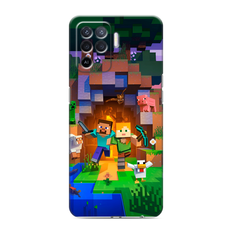 Силиконовый чехол на OPPO Reno5 Lite с принтом Майнкрафт Minecraft Силиконовый чехол на OPPO Reno5 Lite с принтом Майнкрафт Minecraft
