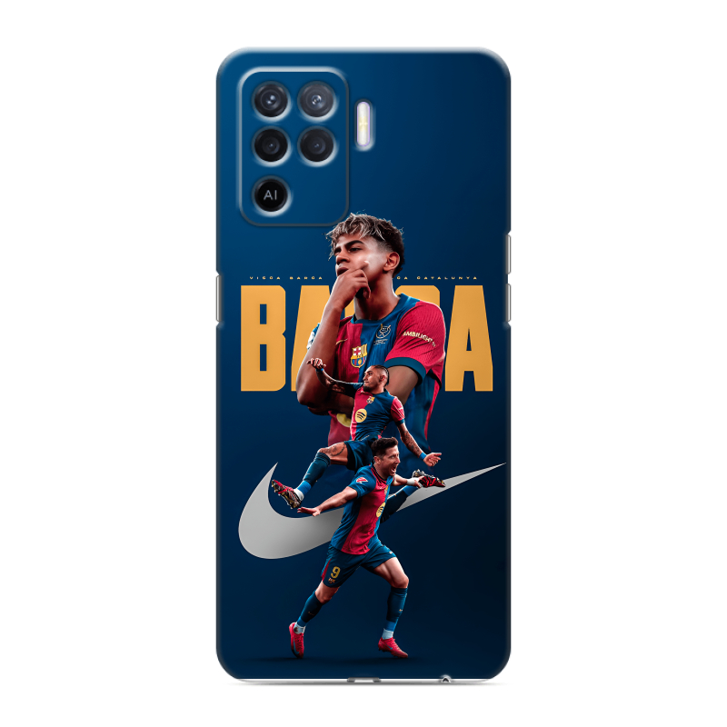 Силиконовый противоударный чехол на OPPO Reno5 Lite с принтом Барселона Barca Yamal Силиконовый противоударный чехол на OPPO Reno5 Lite с принтом Барселона Barca Yamal