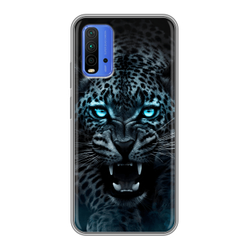 Силиконовый чехол на Xiaomi RedMi 9T с принтом Темный леопард Силиконовый чехол на Xiaomi RedMi 9T с принтом Темный леопард