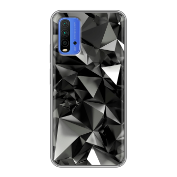 Силиконовый чехол на Xiaomi RedMi 9T с принтом Черные кристаллы Силиконовый чехол на Xiaomi RedMi 9T с принтом Черные кристаллы