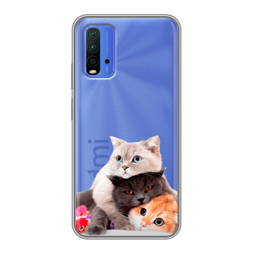 Силиконовый чехол на Xiaomi RedMi 9T с принтом Кошки Силиконовый чехол на Xiaomi RedMi 9T с принтом Кошки