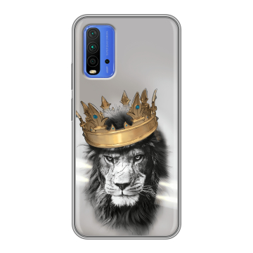 Силиконовый чехол на Xiaomi RedMi 9T с принтом Лев с короной Силиконовый чехол на Xiaomi RedMi 9T с принтом Лев с короной