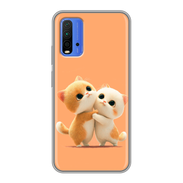 Силиконовый чехол на Xiaomi RedMi 9T с принтом Милые котики Силиконовый чехол на Xiaomi RedMi 9T с принтом Милые котики