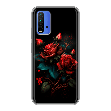 Силиконовый чехол на Xiaomi RedMi 9T с принтом Розы красные