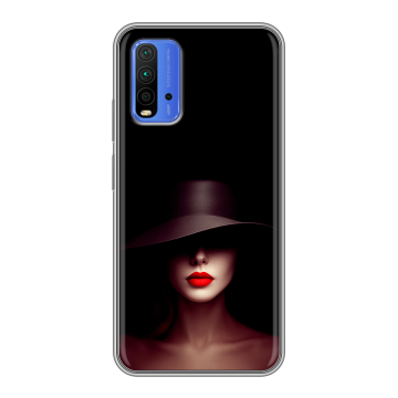 Силиконовый чехол на Xiaomi RedMi 9T с принтом Девушка в шляпе