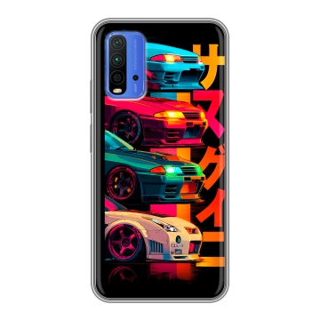 Силиконовый чехол на Xiaomi RedMi 9T с принтом Гоночные машины