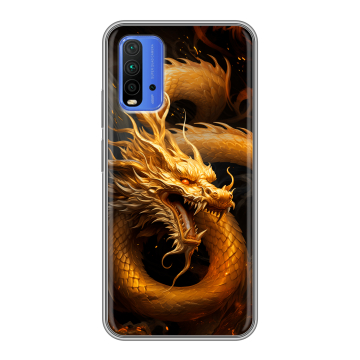 Силиконовый чехол на Xiaomi RedMi 9T с принтом Золотой дракон