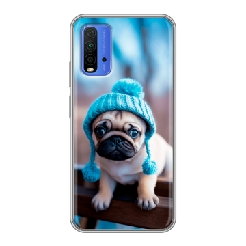 Силиконовый чехол на Xiaomi RedMi 9T с принтом Мопс в шапке