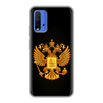 Силиконовый чехол на Xiaomi RedMi 9T с принтом Герб России желтый
