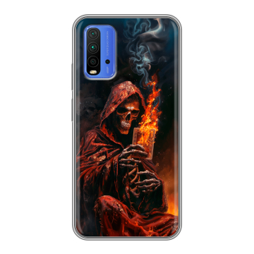 Силиконовый чехол на Xiaomi RedMi 9T с принтом Скелет и карты Силиконовый чехол на Xiaomi RedMi 9T с принтом Скелет и карты