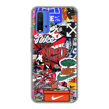 Силиконовый чехол на Xiaomi RedMi 9T с принтом Найк Nike яркий Силиконовый чехол на Xiaomi RedMi 9T с принтом Найк Nike яркий