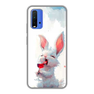 Силиконовый чехол на Xiaomi RedMi 9T с принтом кролик зайчик Силиконовый чехол на Xiaomi RedMi 9T с принтом кролик зайчик