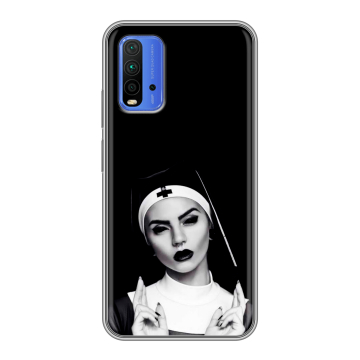 Силиконовый чехол на Xiaomi RedMi 9T с принтом монашка Силиконовый чехол на Xiaomi RedMi 9T с принтом монашка