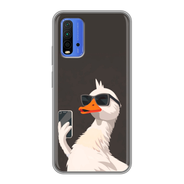 Силиконовый чехол на Xiaomi RedMi 9T с принтом утка в очках Силиконовый чехол на Xiaomi RedMi 9T с принтом утка в очках