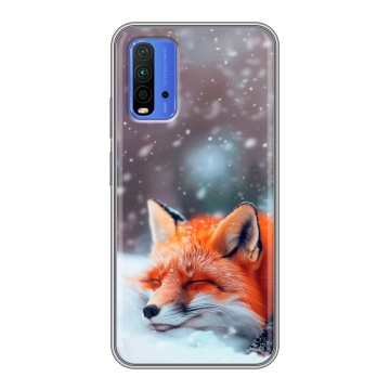 Силиконовый чехол на Xiaomi RedMi 9T с принтом лиса Силиконовый чехол на Xiaomi RedMi 9T с принтом лиса