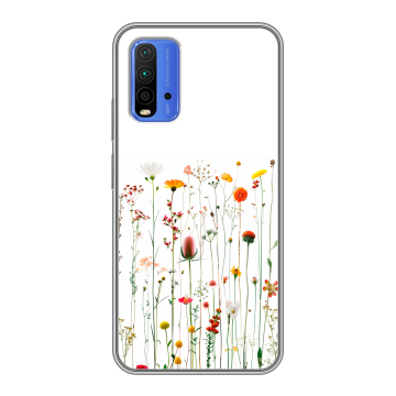 Силиконовый чехол на Xiaomi RedMi 9T с принтом цветы Силиконовый чехол на Xiaomi RedMi 9T с принтом цветы