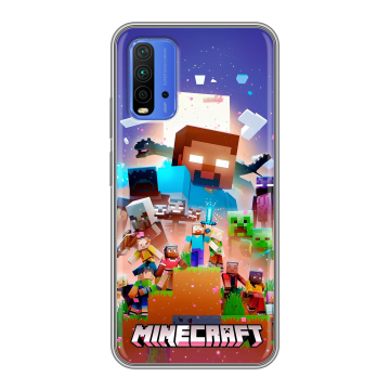 Силиконовый чехол на Xiaomi RedMi 9T с принтом Майнкрафт Minecraft