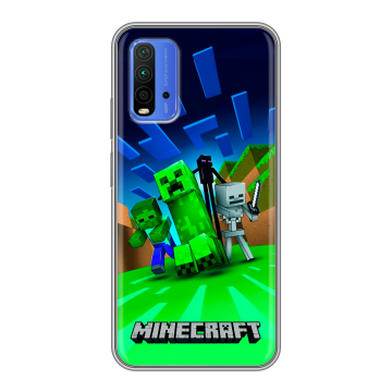 Силиконовый чехол на Xiaomi RedMi 9T с принтом Майнкрафт