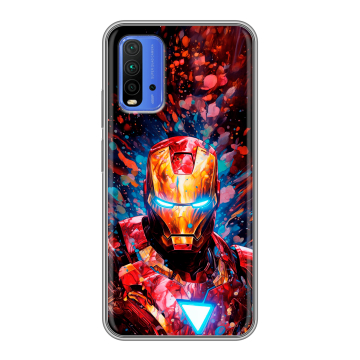 Силиконовый чехол на Xiaomi RedMi 9T с принтом Железный человек Ironman