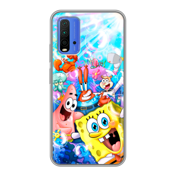 Силиконовый чехол на Xiaomi RedMi 9T с принтом спанчбоб спанч боб
