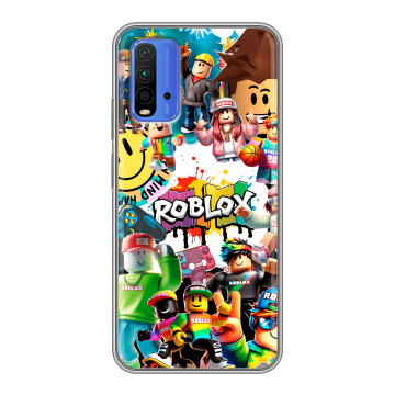 Силиконовый чехол на Xiaomi RedMi 9T с принтом Roblox Роблокс