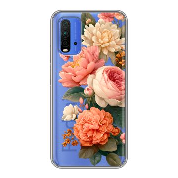 Силиконовый чехол на Xiaomi RedMi 9T с принтом цветы Силиконовый чехол на Xiaomi RedMi 9T с принтом цветы