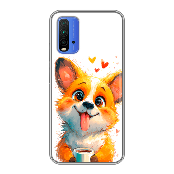 Силиконовый чехол на Xiaomi RedMi 9T с принтом корги Силиконовый чехол на Xiaomi RedMi 9T с принтом корги