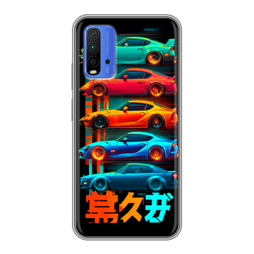 Силиконовый чехол на Xiaomi RedMi 9T с принтом машины тачки Силиконовый чехол на Xiaomi RedMi 9T с принтом машины тачки