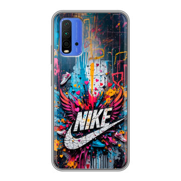 Силиконовый чехол на Xiaomi RedMi 9T с принтом Nike Найк Силиконовый чехол на Xiaomi RedMi 9T с принтом Nike Найк
