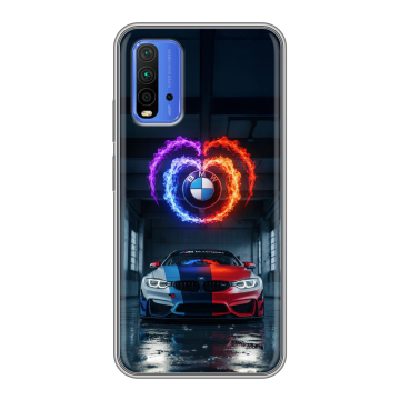 Силиконовый чехол на Xiaomi RedMi 9T с принтом BMW БМВ