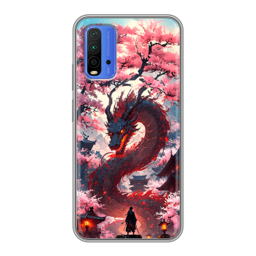 Силиконовый чехол на Xiaomi RedMi 9T с принтом Дракон Японский