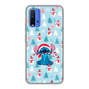 Силиконовый чехол на Xiaomi RedMi 9T с принтом Стич Новый год Силиконовый чехол на Xiaomi RedMi 9T с принтом Стич Новый год