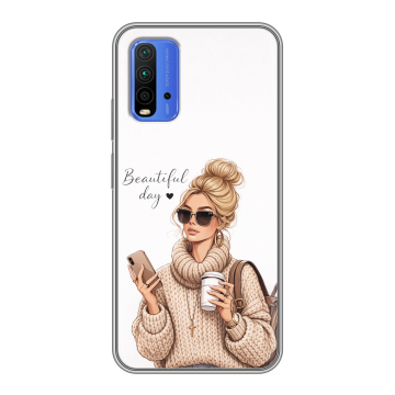 Силиконовый чехол на Xiaomi RedMi 9T с принтом женский