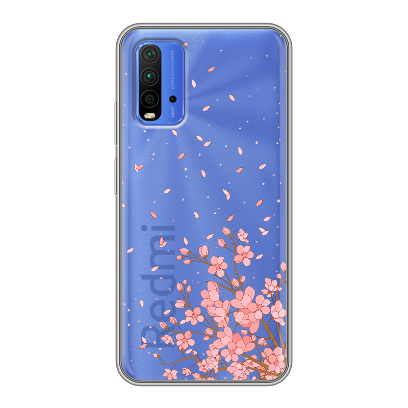 Силиконовый противоударный чехол на Xiaomi RedMi 9T с принтом Ветка сакуры Силиконовый противоударный чехол на Xiaomi RedMi 9T с принтом Ветка сакуры