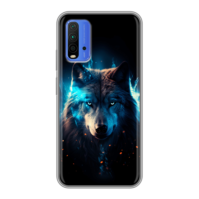 Силиконовый чехол на Xiaomi RedMi 9T с принтом Волк ночной Силиконовый чехол на Xiaomi RedMi 9T с принтом Волк ночной