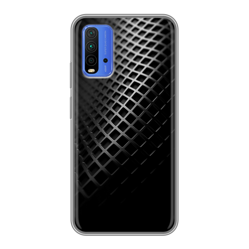 Силиконовый противоударный чехол на Xiaomi RedMi 9T с принтом Текстура металла Силиконовый противоударный чехол на Xiaomi RedMi 9T с принтом Текстура металла