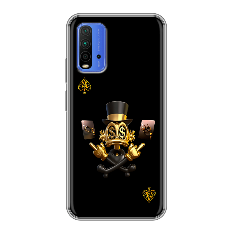 Силиконовый противоударный чехол на Xiaomi RedMi 9T с принтом Золотой скрудж макдак Силиконовый противоударный чехол на Xiaomi RedMi 9T с принтом Золотой скрудж макдак